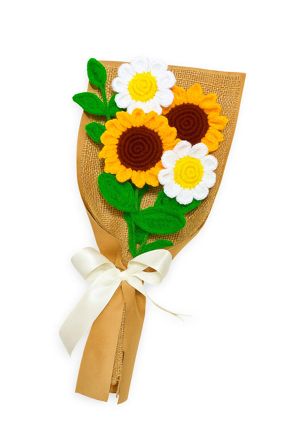 Crochet Sunflower and Daisy Bouquet