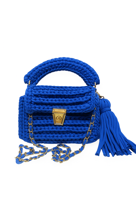 Crochet Hand Bag Blue