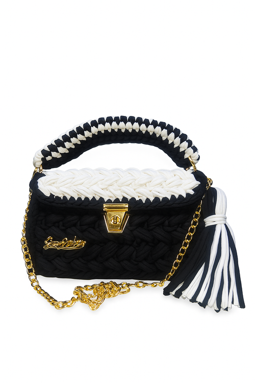 Crochet Hand Bag Black & White