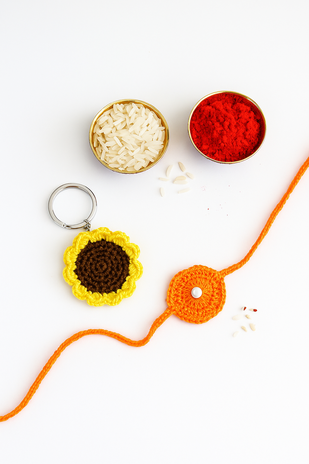 Handmade Crochet Rakhi with Key Ring