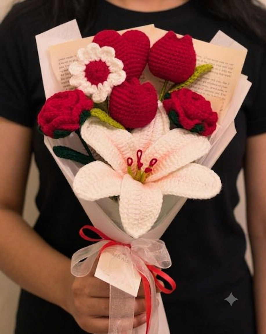Crochet Tulip flower bouquet