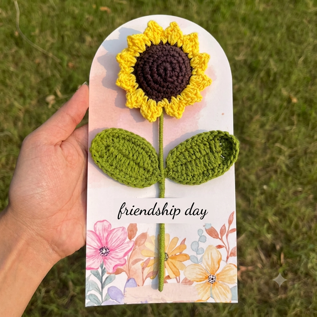 Crochet Single Sunflower Bouquet