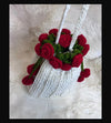 Crochet Rose Drawstring Bag