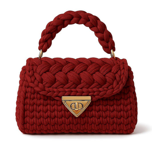 Handmade Crochet Handbag – Elegant Red