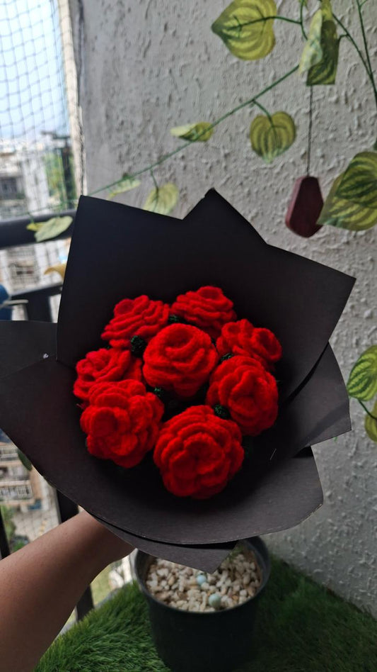 Handmade Crochet Rose Bouquet – Timeless, Elegant & Everlasting