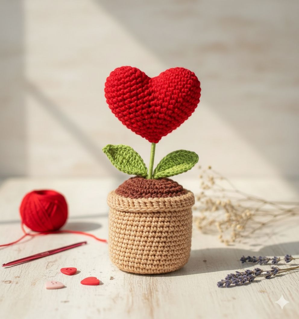 Crochet heart Pot