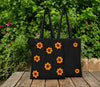 Crochet Black Sunflower Tote bag