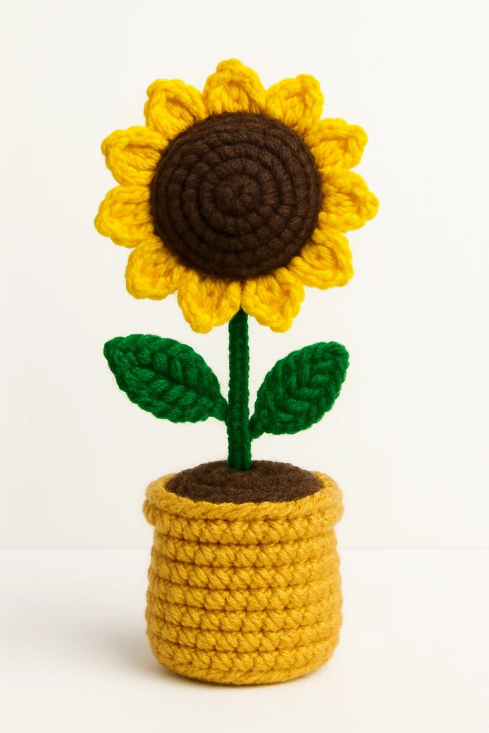 Crochet Sunflower Pot