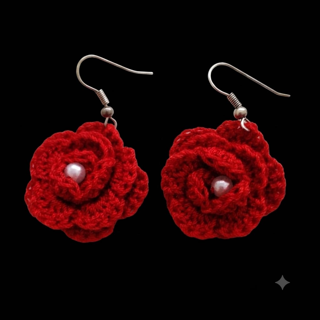 Rose crochet ear rings